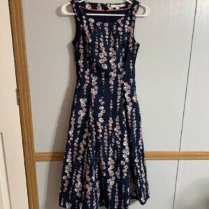 Boden Navy Blue Floral Midi Dress Size 2